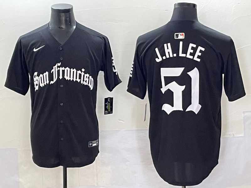 Men 2025 San Francisco Giants 51 J.H.Lee Black Five generations Joint Name Nike MLB Jersey style 41